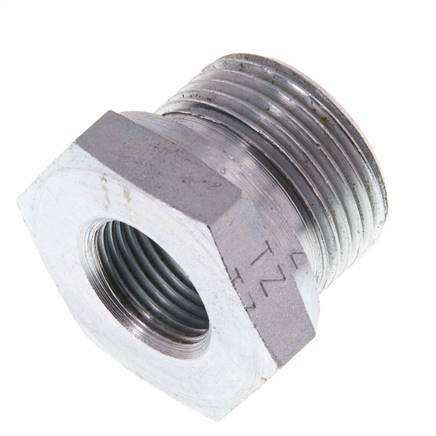 G 3/4'' x G 3/8'' M/F Zinc plated Steel Reducing Adapter 400 Bar - Hydraulic [2 Pieces]