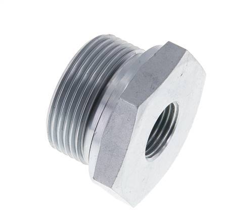 G 1 1/4'' x G 1/2'' M/F Adaptador Reductor de Acero Cincado 400 Bar - Hidráulico