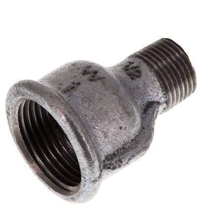 R 1/2'' x Rp 1'' M/F Zinc plated Cast iron Reducing Adapter 25 Bar [2 Pieces]
