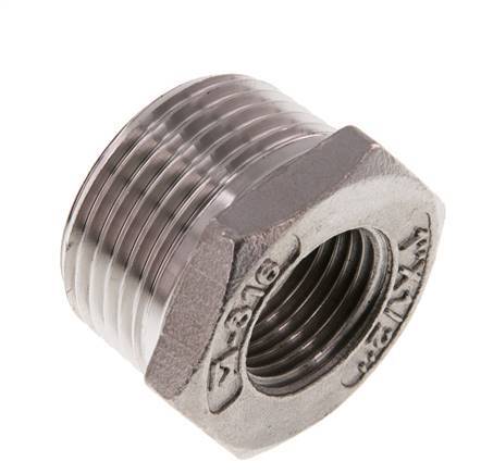 R 1'' x Rp 1/2'' M/F Anillo reductor de acero inoxidable 16 Bar