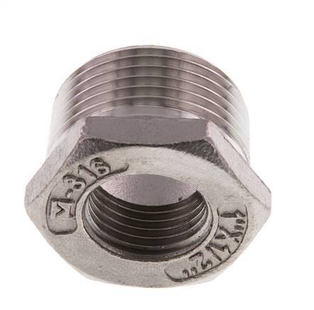 R 1'' x Rp 1/2'' M/F Anillo reductor de acero inoxidable 16 Bar