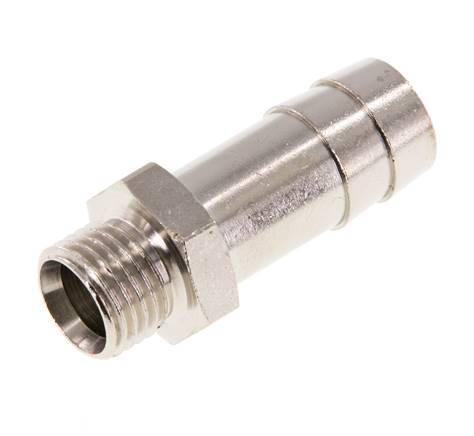 G 1/4'' Male x 13mm Nickel plated Brass Hose barb 16 Bar [2 Pieces]