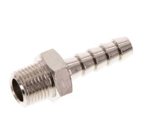 R 1/8'' Male x 6mm Nickel plated Brass Hose barb 16 Bar [10 Pieces]