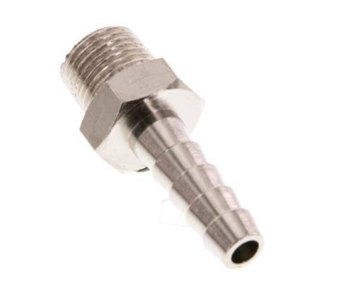R 1/8'' Male x 6mm Nickel plated Brass Hose barb 16 Bar [10 Pieces]