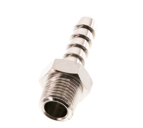 R 1/8'' Male x 6mm Nickel plated Brass Hose barb 16 Bar [10 Pieces]
