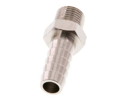 R 1/8'' Male x 8mm Nickel plated Brass Hose barb 16 Bar [10 Pieces]