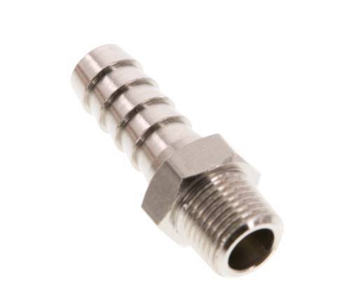R 1/8'' Male x 8mm Nickel plated Brass Hose barb 16 Bar [10 Pieces]