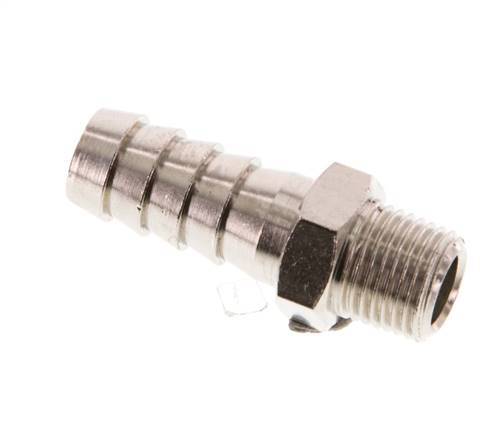 R 1/8'' Male x 9mm Nickel plated Brass Hose barb 16 Bar [10 Pieces]