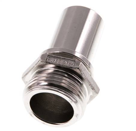 G 1'' Macho x 25mm Llave de manguera de acero inoxidable con collarín de seguridad DIN 2817