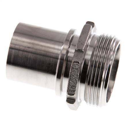 G 1 1/2'' Macho x 38mm Llave de manguera de acero inoxidable con collarín de seguridad DIN 2817