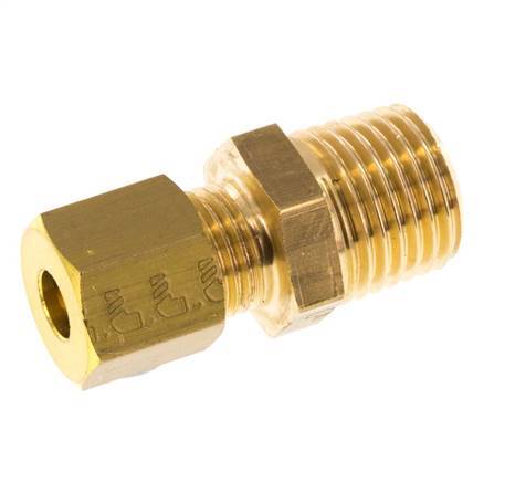 R 1/4'' Macho x 5mm Racor de compresión recto de latón 150 Bar DIN EN 1254-2