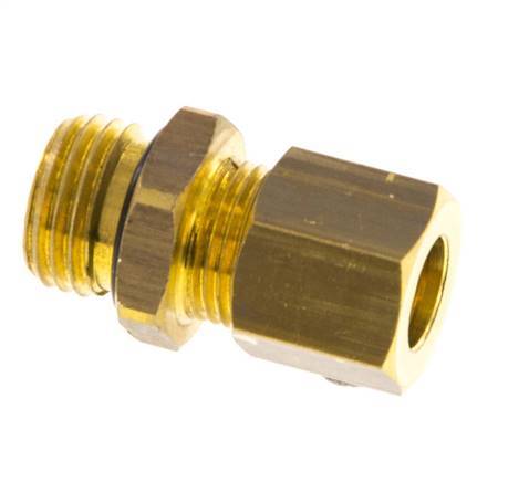 G 1/4'' Male x 8mm Brass Straight Compression Fitting with NBR Seal 135 Bar DIN EN 1254-2 [2 Pieces]