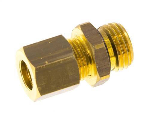G 1/4'' Male x 8mm Brass Straight Compression Fitting with NBR Seal 135 Bar DIN EN 1254-2 [2 Pieces]
