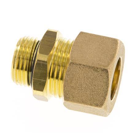 G 3/8'' Macho x 14mm Racor de compresión recto de latón con junta NBR 89 Bar DIN EN 1254-2