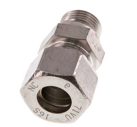 G 1/2'' Macho x 16S Racor recto de acero inoxidable 400 Bar DIN 2353