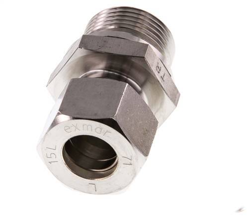 G 3/4'' Macho x 15L Racor de compresión recto de acero inoxidable 315 Bar DIN 2353