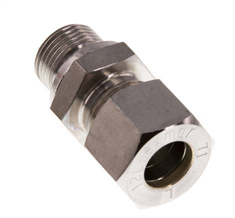 G 3/8'' Macho x 12L Racor de compresión recto de acero inoxidable 315 Bar DIN 2353