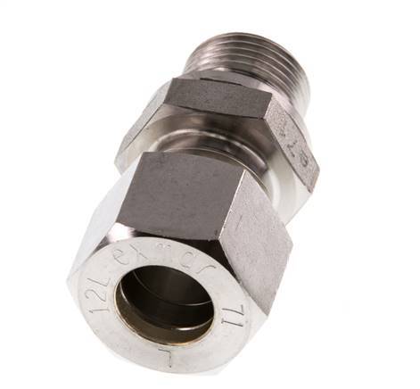 G 3/8'' Macho x 12L Racor de compresión recto de acero inoxidable 315 Bar DIN 2353