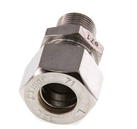 G 3/8'' Macho x 15L Racor de compresión recto de acero inoxidable 315 Bar DIN 2353
