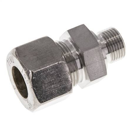 G 3/8'' Macho x 16S Racor recto de acero inoxidable 400 Bar DIN 2353