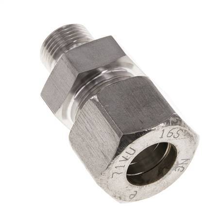 G 3/8'' Macho x 16S Racor recto de acero inoxidable 400 Bar DIN 2353