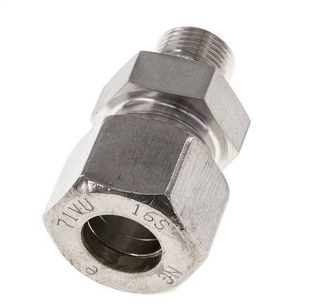 G 3/8'' Macho x 16S Racor recto de acero inoxidable 400 Bar DIN 2353