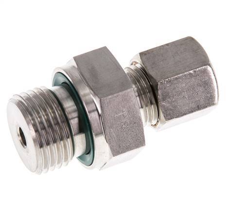 G 1/2'' Macho x 8S Racor de compresión recto de acero inoxidable con junta FKM 630 Bar DIN 2353