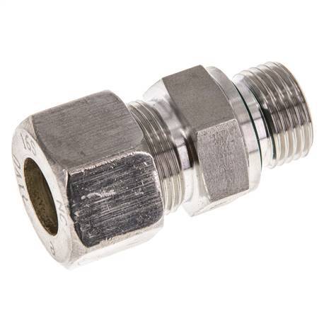 G 1/2'' Macho x 16S Racor de compresión recto de acero inoxidable con junta FKM 400 Bar DIN 2353