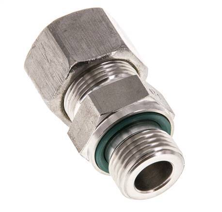 G 1/2'' Macho x 16S Racor de compresión recto de acero inoxidable con junta FKM 400 Bar DIN 2353