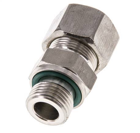 G 1/2'' Macho x 16S Racor de compresión recto de acero inoxidable con junta FKM 400 Bar DIN 2353