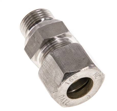 G 1/2'' Macho x 16S Racor de compresión recto de acero inoxidable con junta FKM 400 Bar DIN 2353