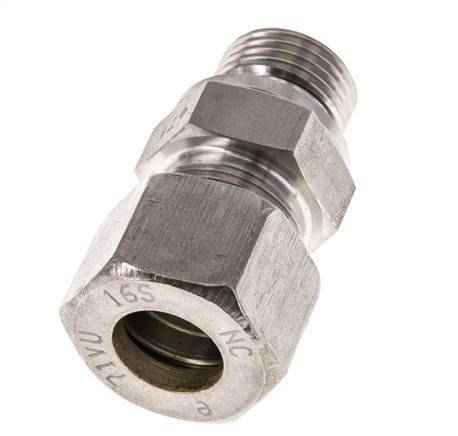 G 1/2'' Macho x 16S Racor de compresión recto de acero inoxidable con junta FKM 400 Bar DIN 2353