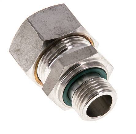 G 1/2'' Macho x 22L Racor de compresión recto de acero inoxidable con junta FKM 160 Bar DIN 2353