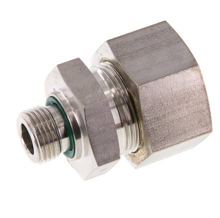 G 1/2'' Macho x 25S Racor de compresión recto de acero inoxidable con junta FKM 400 Bar DIN 2353