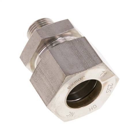 G 1/2'' Macho x 25S Racor de compresión recto de acero inoxidable con junta FKM 400 Bar DIN 2353