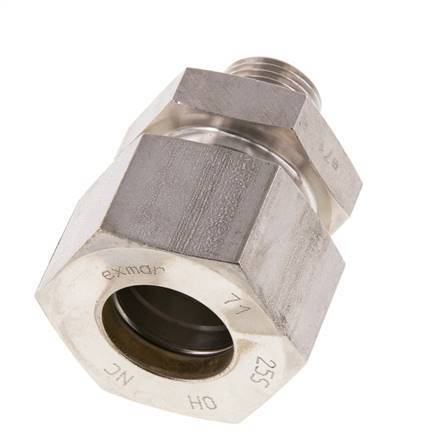 G 1/2'' Macho x 25S Racor de compresión recto de acero inoxidable con junta FKM 400 Bar DIN 2353