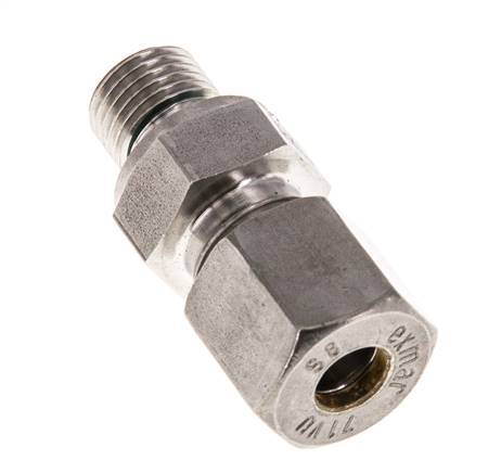 G 1/4'' Macho x 8S Racor de compresión recto de acero inoxidable con junta FKM 630 Bar DIN 2353