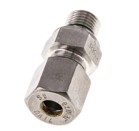 G 1/4'' Macho x 8S Racor de compresión recto de acero inoxidable con junta FKM 630 Bar DIN 2353