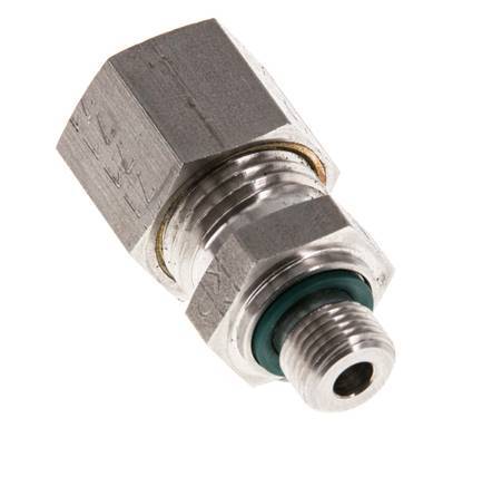 G 1/8'' Macho x 10L Racor de compresión recto de acero inoxidable con junta FKM 315 Bar DIN 2353