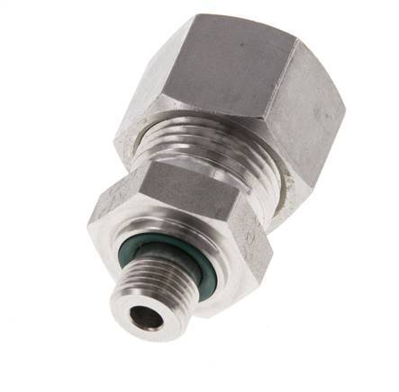 G 1/8'' Macho x 12L Racor de compresión recto de acero inoxidable con junta FKM 315 Bar DIN 2353