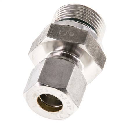 G 3/4'' Macho x 12S Racor de compresión recto de acero inoxidable con junta FKM 630 Bar DIN 2353