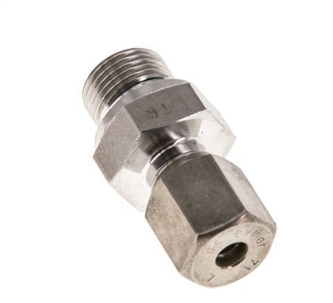 G 3/8'' Macho x 6S Racor de compresión recto de acero inoxidable con junta FKM 630 Bar DIN 2353