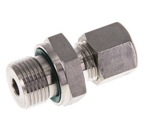 G 3/8'' Macho x 8L Racor de compresión recto de acero inoxidable con junta FKM 315 Bar DIN 2353