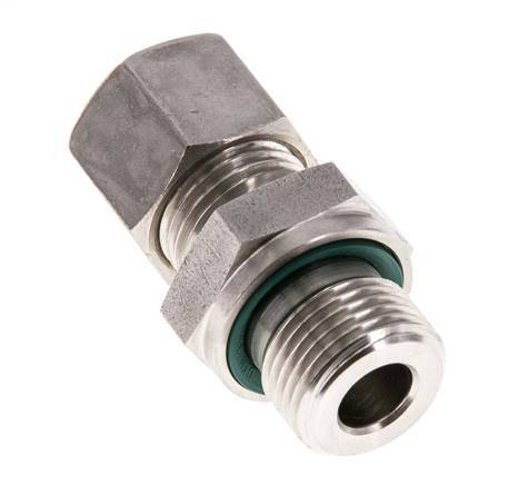 G 3/8'' Macho x 10L Racor de compresión recto de acero inoxidable con junta FKM 315 Bar DIN 2353