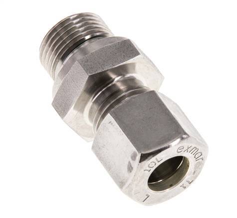 G 3/8'' Macho x 10L Racor de compresión recto de acero inoxidable con junta FKM 315 Bar DIN 2353