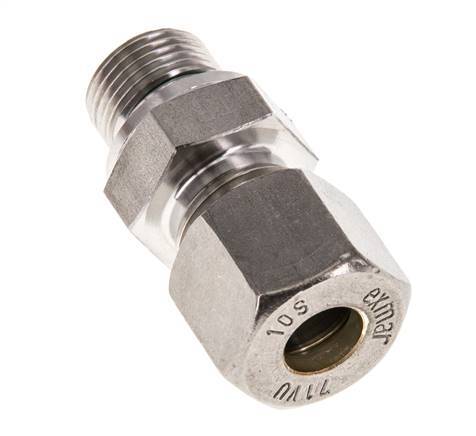 G 3/8'' Macho x 10S Racor de compresión recto de acero inoxidable con junta FKM 630 Bar DIN 2353