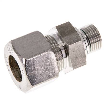 G 3/8'' Macho x 16S Racor de compresión recto de acero inoxidable con junta FKM 400 Bar DIN 2353