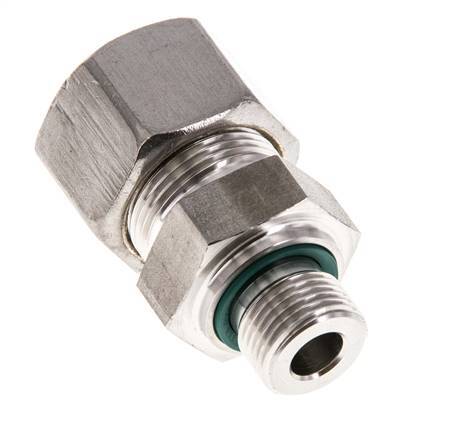 G 3/8'' Macho x 16S Racor de compresión recto de acero inoxidable con junta FKM 400 Bar DIN 2353