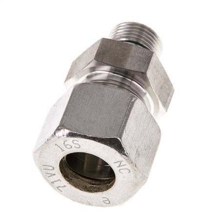G 3/8'' Macho x 16S Racor de compresión recto de acero inoxidable con junta FKM 400 Bar DIN 2353