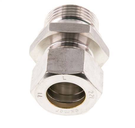 G 1'' Macho x 22L Racor de compresión recto de acero inoxidable con junta FKM 160 Bar DIN 2353